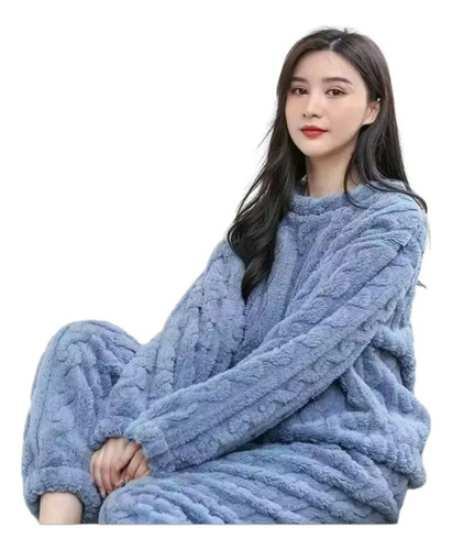 Pijama Conjunto Pijama Forro Polar Mujer + Pantuflas