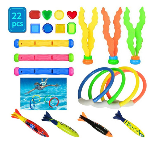 22pcs Diving Shark Shape Diving Torpedo Water Toy