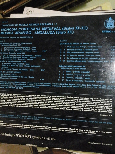 Vinilo 4244 - Monodia Cortesana Medieval Y Musica Arabigo (Usado)