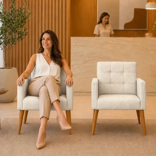 Moblan Decor Kit 2 Poltronas Confortáveis Pra Recepção Promoção Relâmpago