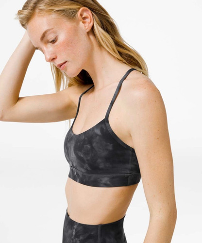 Lululemon Flow Y Bra Deportivo Color Negro Diamond Dye Pitch Grey Tie Dye 4 (Usado)