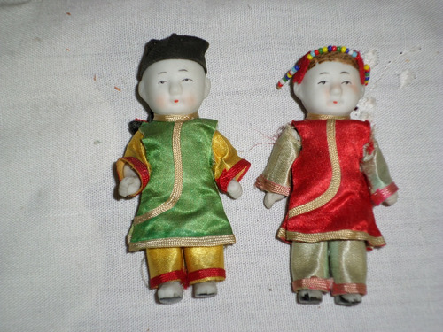 Antiguas Muñecas Pareja Japoneses Porcelana En Canasta Orig. | MercadoLibre