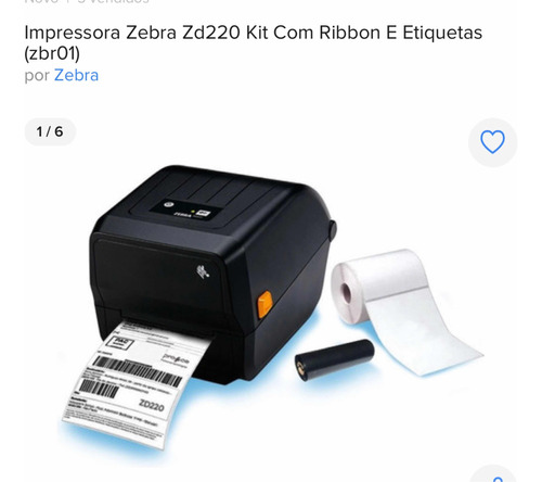 01 Impressora Zd 220 A+20 Rl Etiqueta 100x150 +10 Ribbons