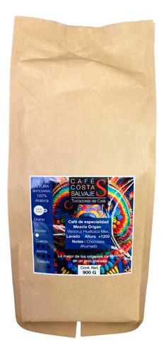 Café Costa Salvaje - Grano De Especialidad Veracruz 900 Gr