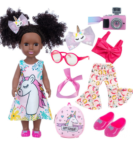 Muñeca Negra De Silicona Afroamericana Con Juegos De Ropa Y