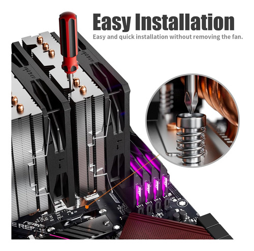 Enfriador De Cpu Uphere D6sek, 6 Tubos, Dual 120mm