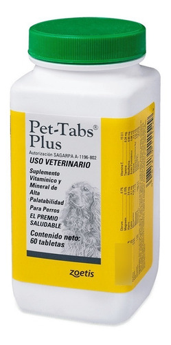 Pet Tabs Plus Frasco 60 Tabletas Suplemento Vitaminico