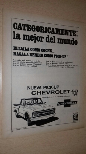 P211 Clipping Publicidad Camionet Pick-up Chevrolet Año 1967