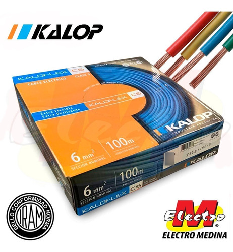 Cable Unipolar 6mm Rollo 100 Cat 5 Iram Kalop Electro Medina