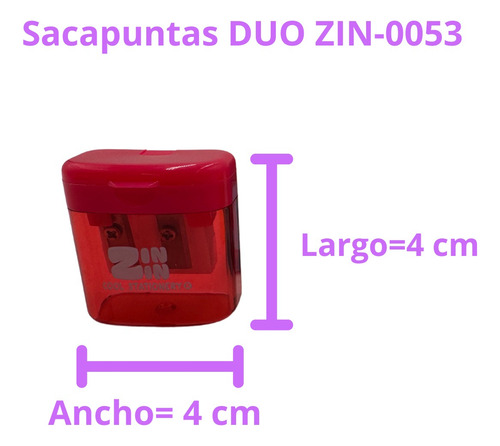 12 Sacapuntas Doble Con Deposito Papeleria Escolar Zin Zin Color Surtidos