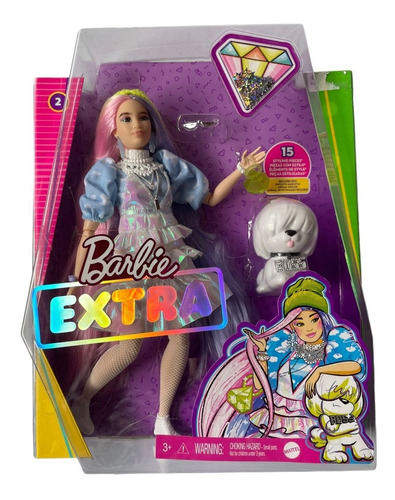 Muñeca Barbie Extra Pelo De Fantasía Rosa Y Morado 