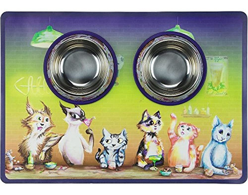 Weebo Pets 3-en-1 Comida Para Gatos Y Cuencos De Agua Con Ju