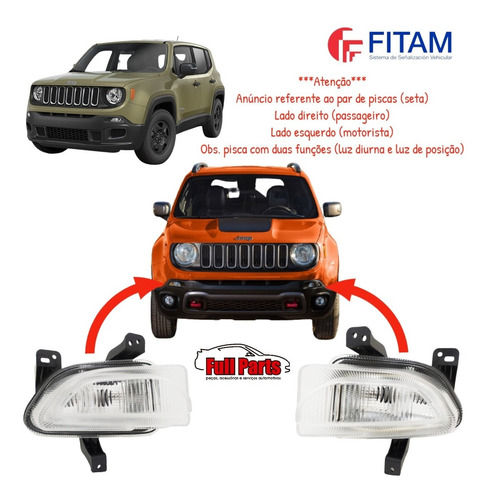 Par Pisca Seta Parachoque Dianteiro Jeep Renegade 2015/ 2021