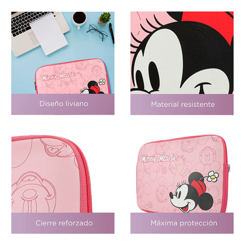 Funda Notebook Laptop Minnie Mouse 13 Pulgadas Rosa Disney