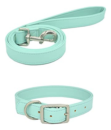 Musikyo Collar De Perros De Cuero Y Correa Pequeño Wvxho