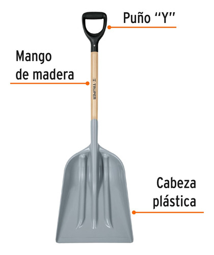 Pala Sanitaria Cabeza Plástica Puño 'y' Truper 17252 Gris