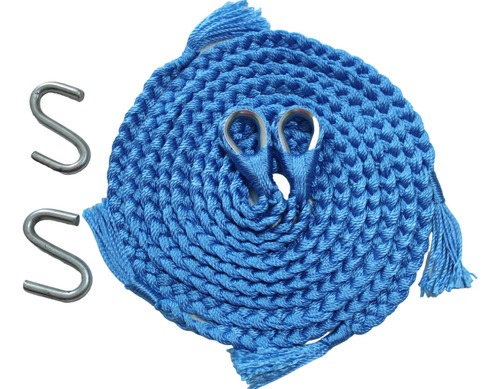 Soga Cuerda Para Hamaca Incluye Par De S Metalica Negra Color Azul Acero Color