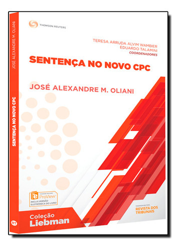Sentença No Novo Cpc - Coleção Liebman, De José  Alexandre M. Oliani. Editora Revista Dos Tribunais, Capa Dura Em Português