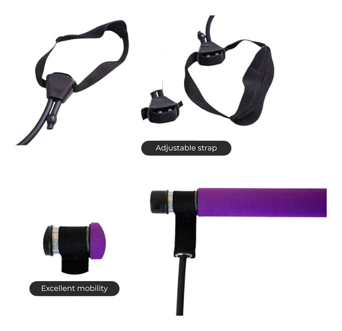 Barra Pilatesa Con Bandas De Resistencia Yoga Portatil Violeta