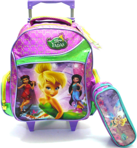 Mochila Tinker Bell Rodinhas Tam M Dermiwil + Estojo Meninas