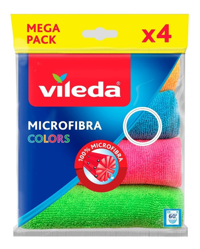 Vileda Colors Paños Pack X 4 Microfibra Multiuso Local