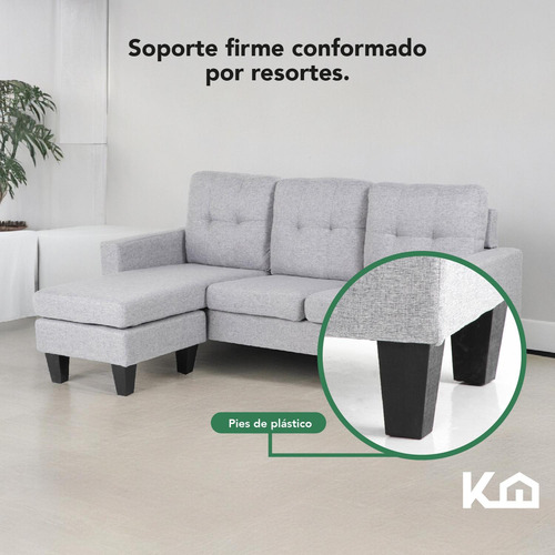 Sofá Sala Esquinera Izquierda Sillón Reversible Madera