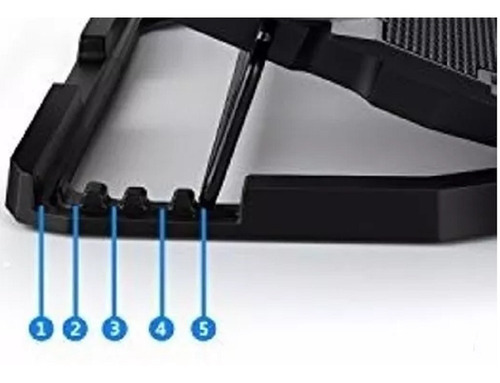 Imagen 6 de 10 de Base Refrigerante Portátil 5 Ventiladores Reclinable Led Usb