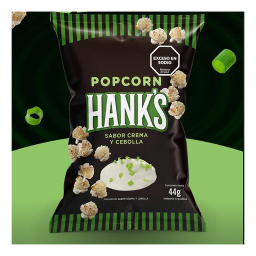 Popcorn Pochoclos Sabor Crema Y Cebolla Hanks 44 Gr. Pack X6