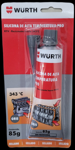 Silicona Alta Temperatura Pro Gris 343° 85g Wurth