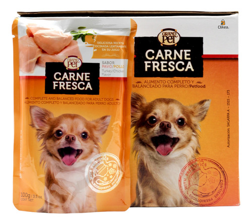 Alimento Carne Fresca Para Perro Pavo/pollo Caja 10 Sobres