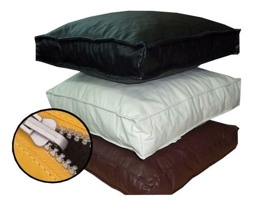Imagen 3 de 10 de 4 Almohadones 60x60 Ecocuero Para Sillones Cierre Algarrobo