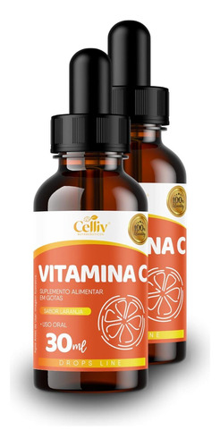 Kit Com 2 - Vitamina C Em Gotas 30ml Celliv