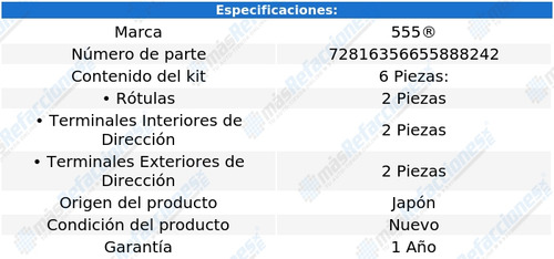 Kit De Rótulas Y Terminales (6 Piezas) Hiace 98 Al 01 555