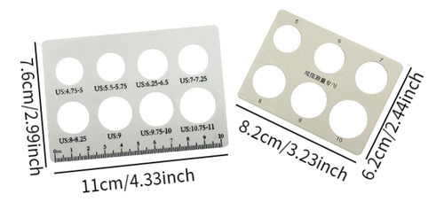10 Piezas De Tarjetas Medidoras De Tamaño De Anillo,
