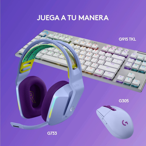 Imagen 10 de 12 de Auriculares gamer inalámbricos Logitech G Series G733 lila con luz rgb LED