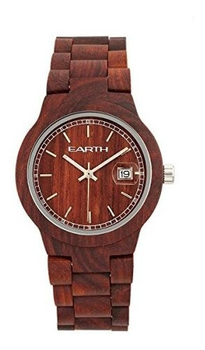 Reloj Pulsera De Madera Y Acero Con Fecha - Rojo