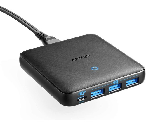 Cargador Usb C  Anker 65w 4 Puertos Piq 3.0 Y Adaptador De C