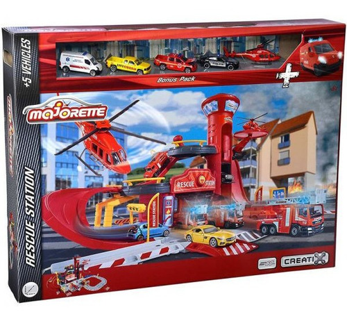 Majorette - Creatix - Rescue Station + 5 Vehiculos - 1/64