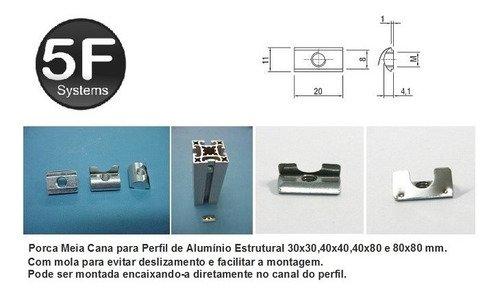 Imagem 1 de 5 de Porca Meia Cana Pack 12 Peças - Base 20/30/40