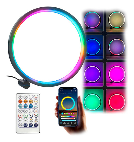 Lampara Aro Rgb Mesa Color Audioritmica Celular Control Usb®