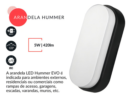 Luminaria Tartaruga Led Sobrepor Branca 5w 6500k Ip65 Biv Es