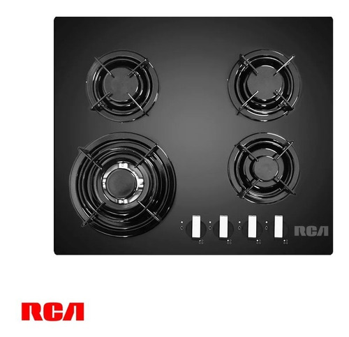Encimera Rca De Vidrio 4 Quemadores Gas Encendido Eléctrico