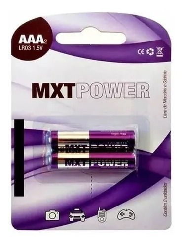 Kit 2 Pilhas Mxt Power Aaa 1.5v Lr03 Alcalina