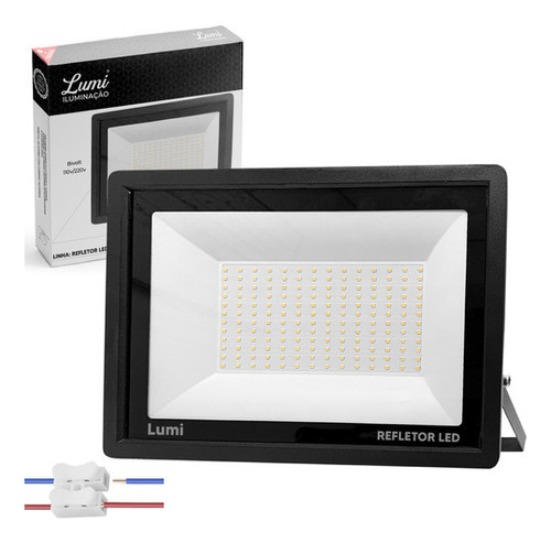 Refletor Super Led 400w Holofote Bivolt Ip67 Cor Da Luz Branco Quente Rfe:6621 Flex Lumi