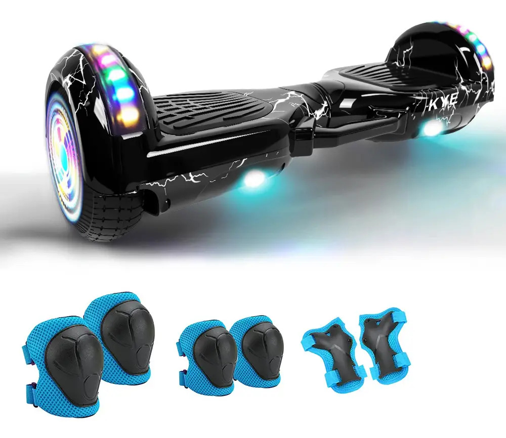 KYE YC0432-LXJ hoverboard con música bluetooth y ruedas luminosas color relampago negro