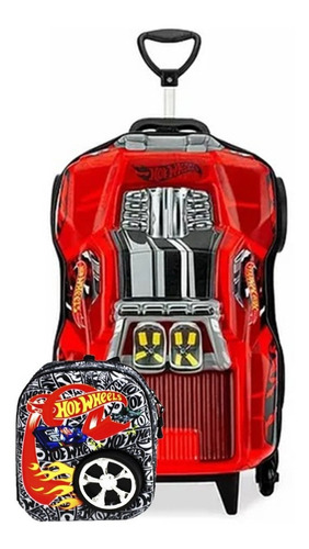 Kit Mochila E Lancheira Hotwheels Dawgzilla Vermelha Maxtoy