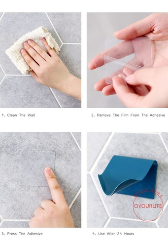 Imagen 7 de 8 de Jabonera Estilo Drenaje Con Adhesivo Baño Ducha Lavamano