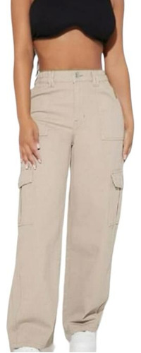 Pantalon Beige Tipo Holgado Para Dama 