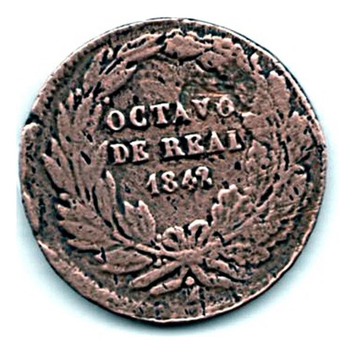 Octavo De Real 1842  Cobre   1/8  1842