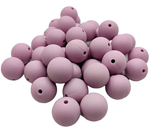50 Unids Lila Color Purpura Cuentas Redondas De Silicona Se